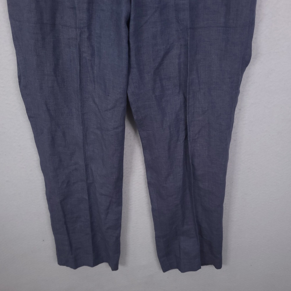 J.Crew Linen Trousers Women 12 Blue Straight Leg Lightweight Summer 34x29 - Picture 4 of 13